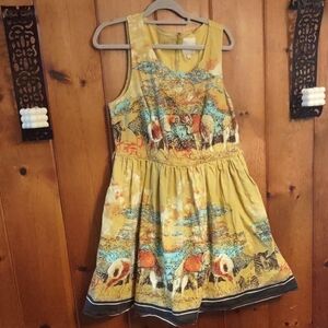 Modcloth Yellow Sleeveless Safari Lined A Line Dress